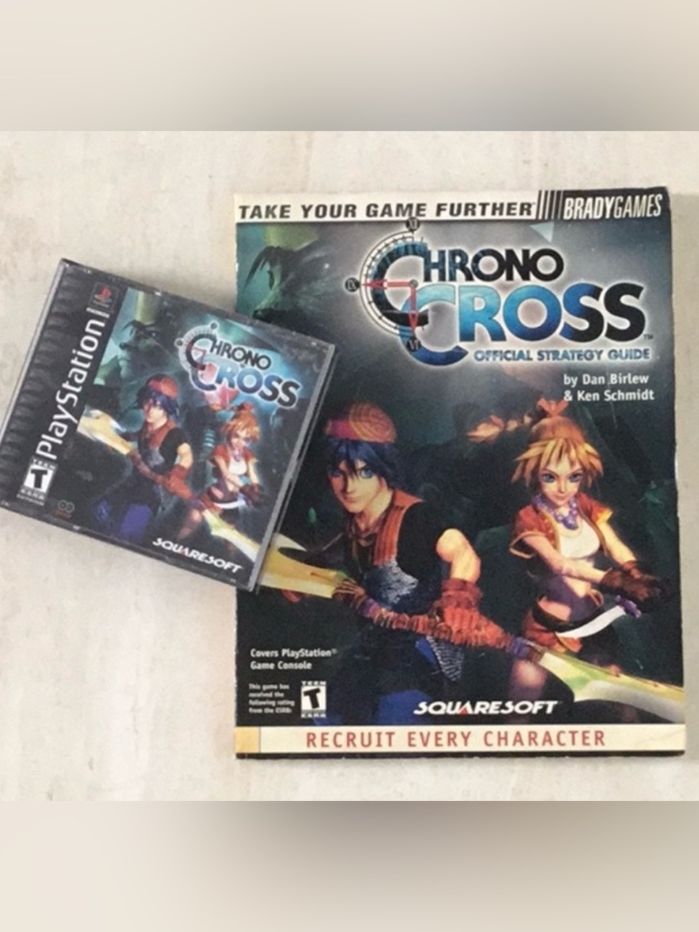 Chrono Cross Black Label PlayStation Game PS1 & Strategy Guide Brady Lot Of 2